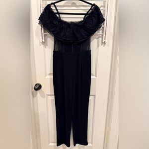 Express Black Lace Detail Jumpsuit